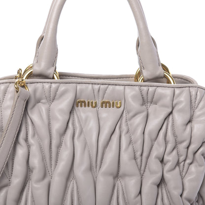 Miu Miu Nappa Matelasse Bauletto Top Handle Bowler Pomice 8 of 24