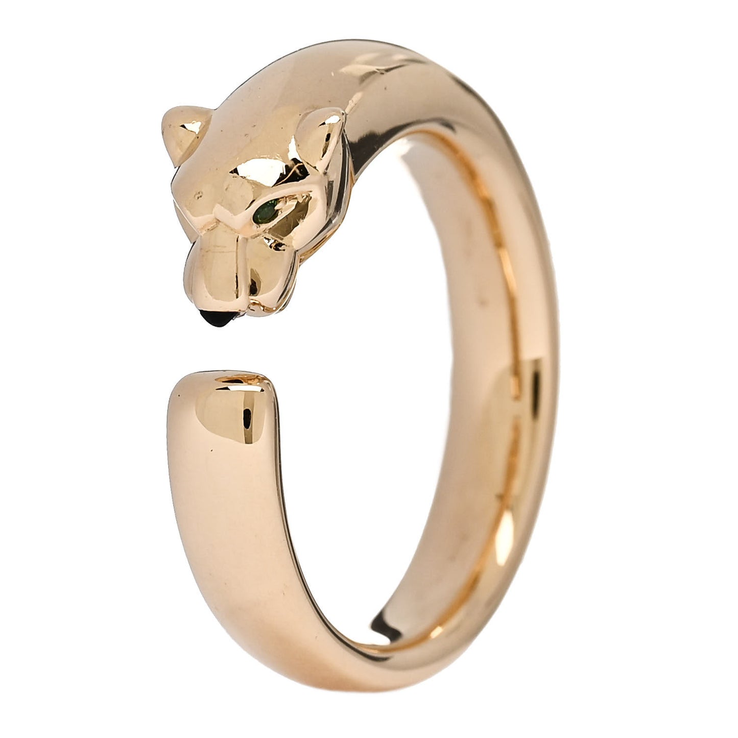 18K Yellow Gold Tsavorite Onyx Panthère De Cartier Ring 57 8