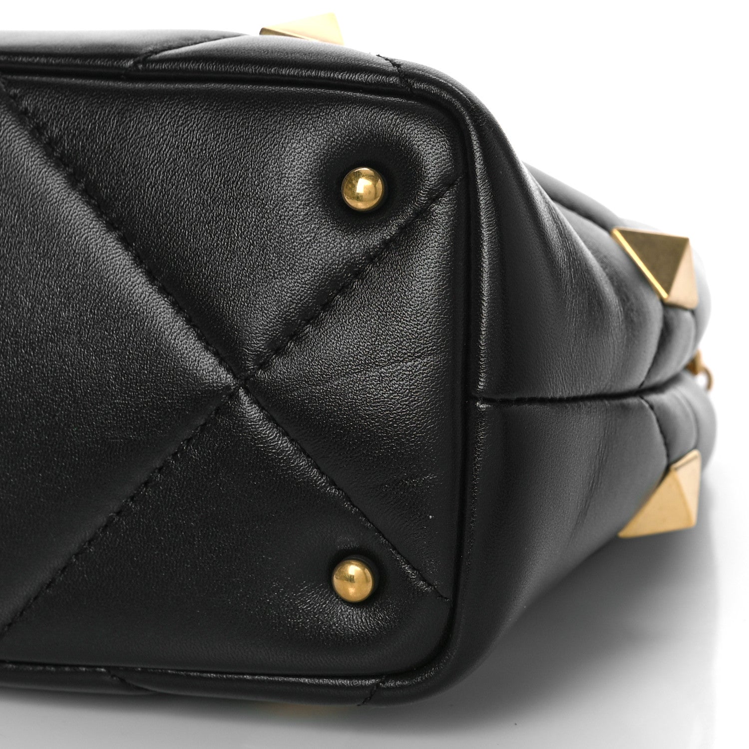 Valentino Garavani Nappa Small Roman Stud The Handle Bag Black 8 of 8