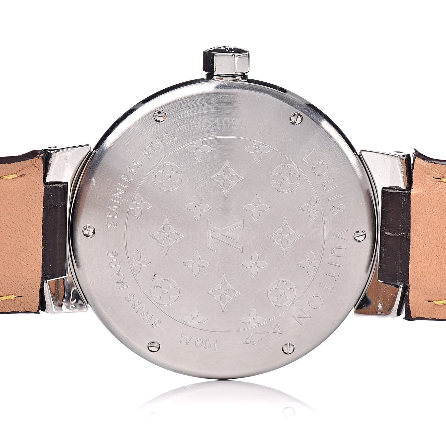 Stainless Steel Alligator 39mm Tambour GMT Automatic Watch Brown