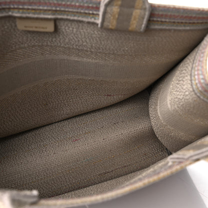 Christian Dior Canvas Embroidered Medium Stripes Book Tote Beige Multicolor 5 of 6