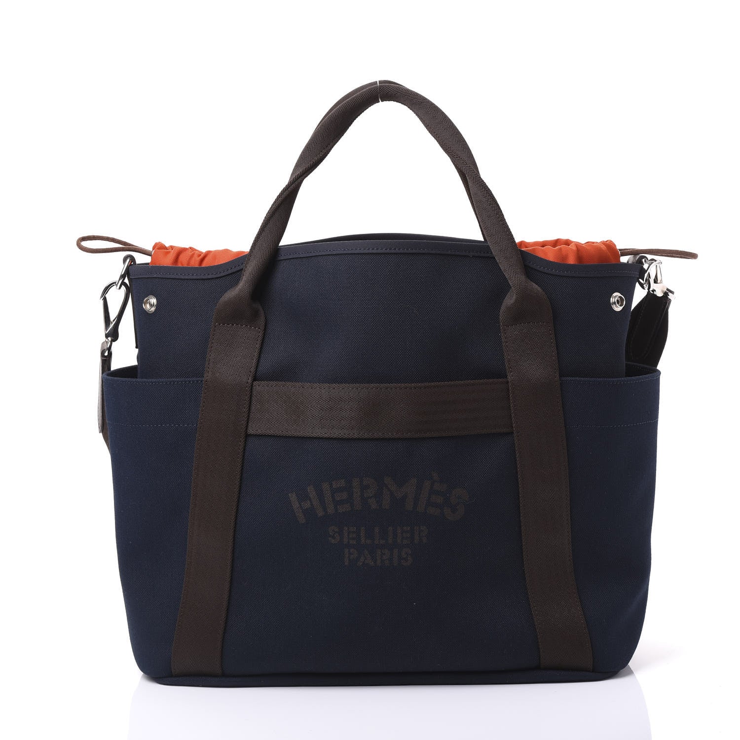 Hermes Toile Sac De Pansage Groom Bleu Navy Feu 11 of 12