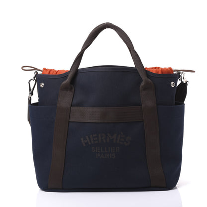 Hermes Toile Sac De Pansage Groom Bleu Navy Feu 11 of 12