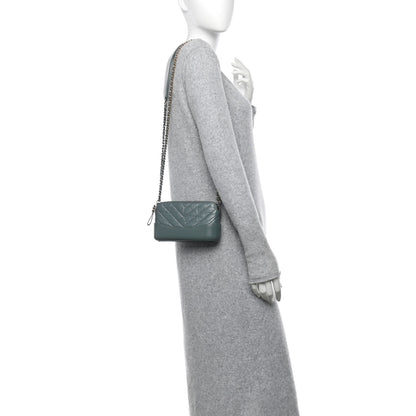Chanel Aged Calfskin Quilted Small Gabrielle Clutch With Chain Light Blue 2 of 12