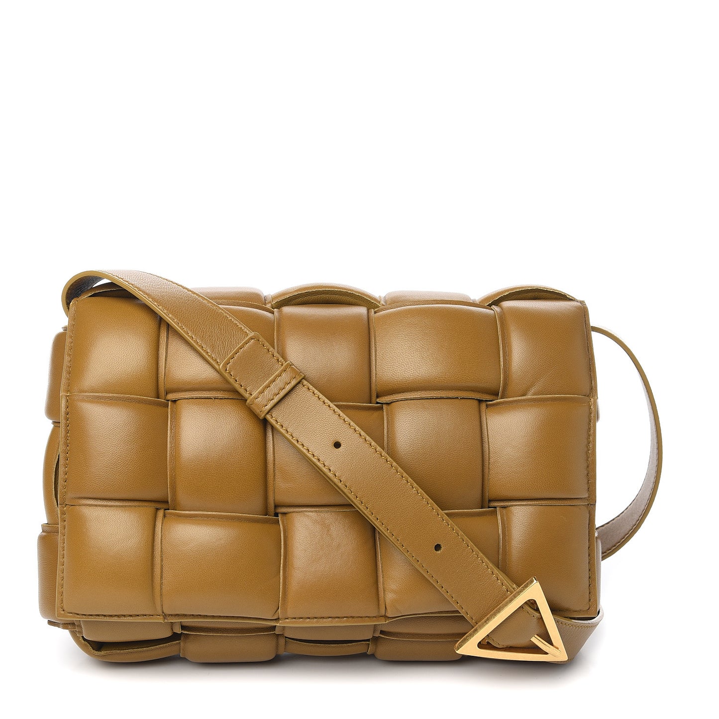 Nappa Maxi Intreccio Padded Cassette Crossbody Bag Caramel