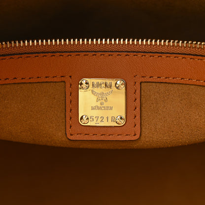 MCM Calfskin Logo Large Tote Cognac 6 of 10