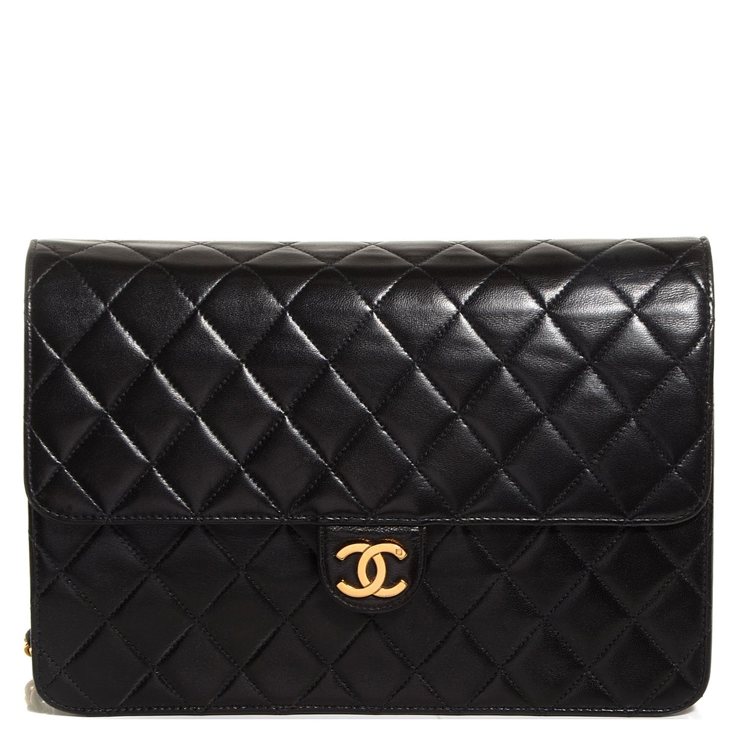 Lambskin Medium Single Flap Black