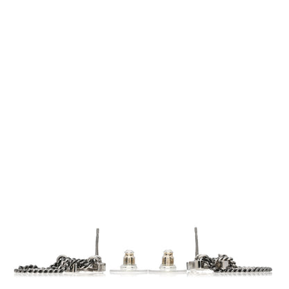 Chanel Crystal Chain CC Earrings Silver 3 of 4