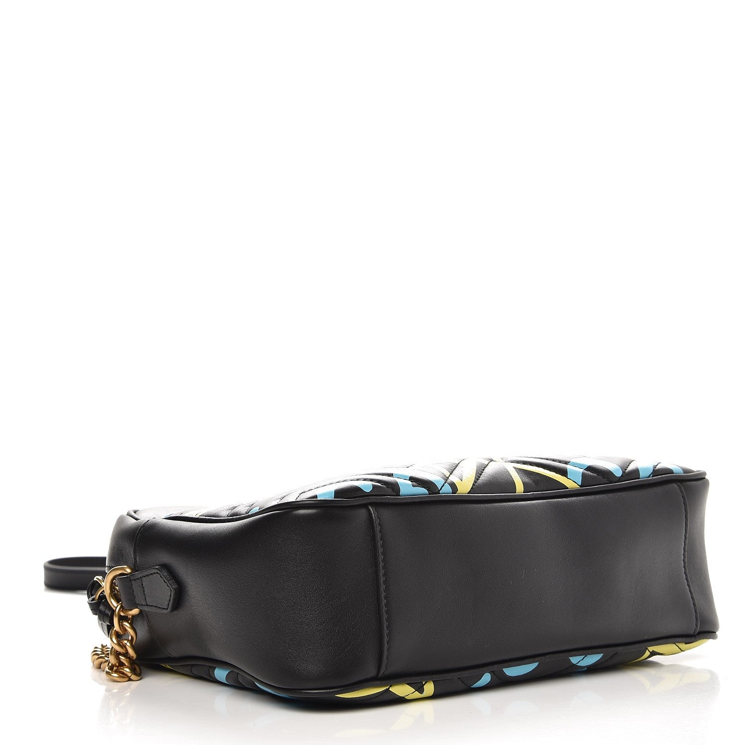 Gucci Calfskin Matelasse GucciGhost Medium GG Marmont Chain Shoulder Bag Black New Acquamarine 4 of 8