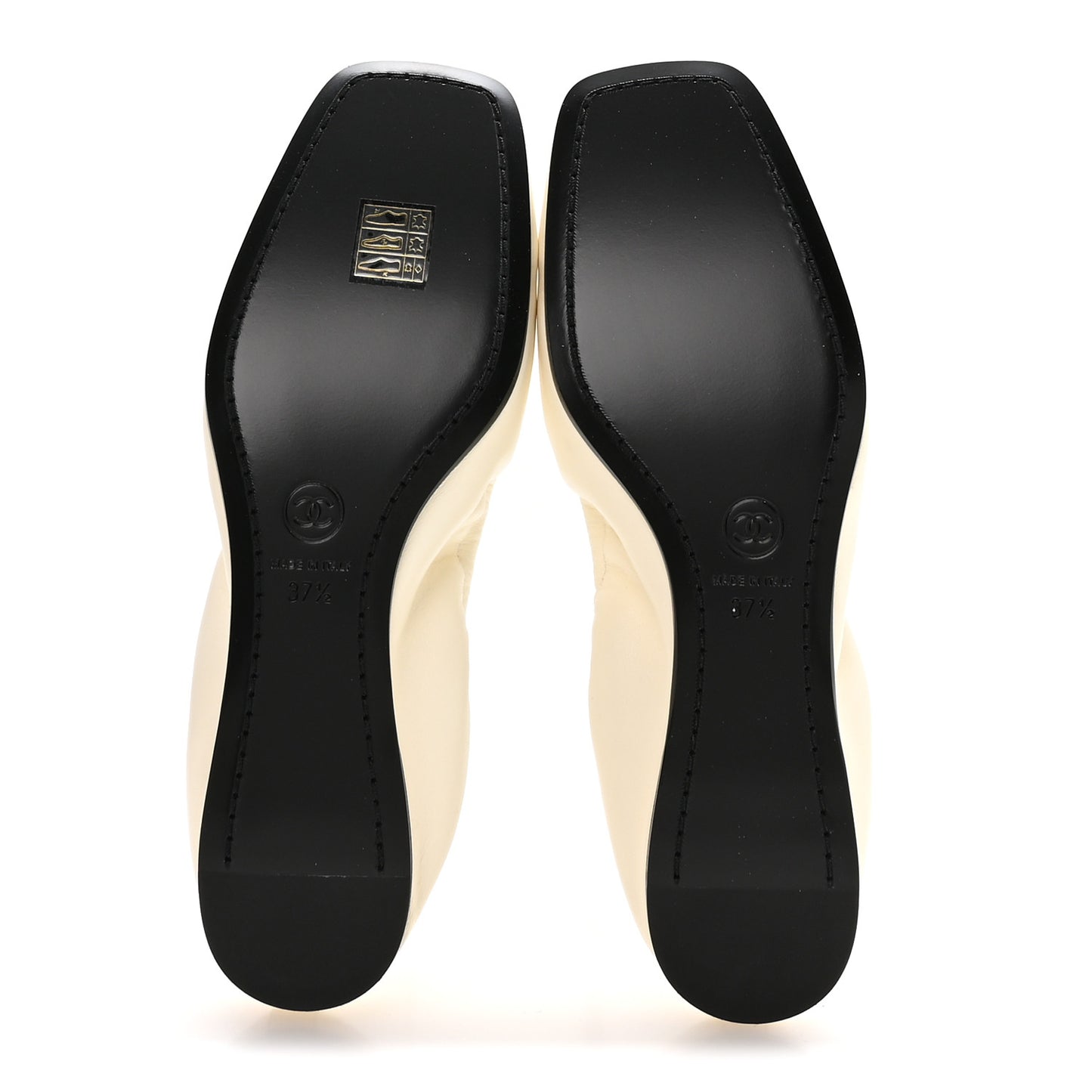 Lambskin CC Turnlock Ballerina Flats 37.5 Ivory Black