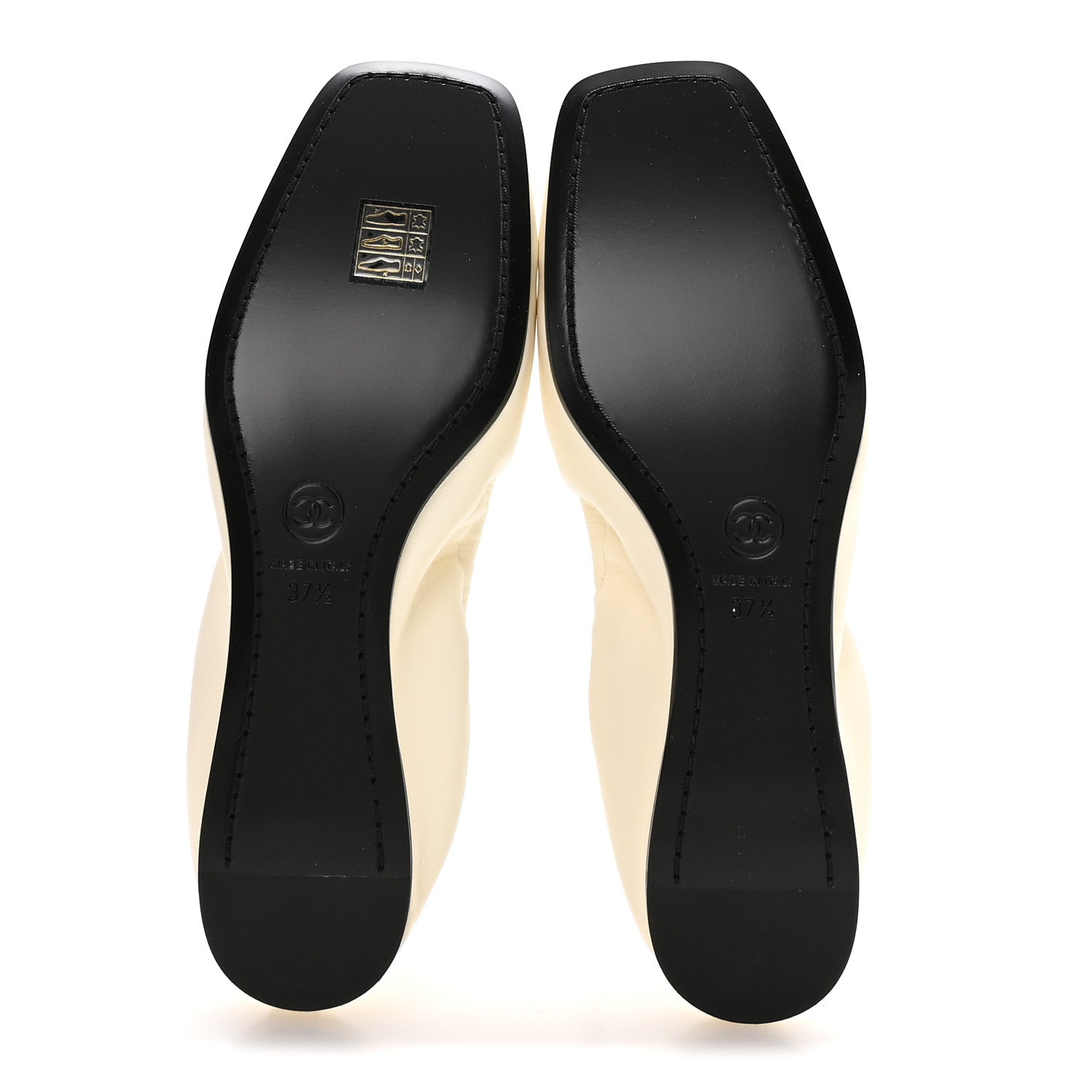 Chanel Lambskin CC Turnlock Ballerina Flats 37.5 Ivory Black 6 of 9