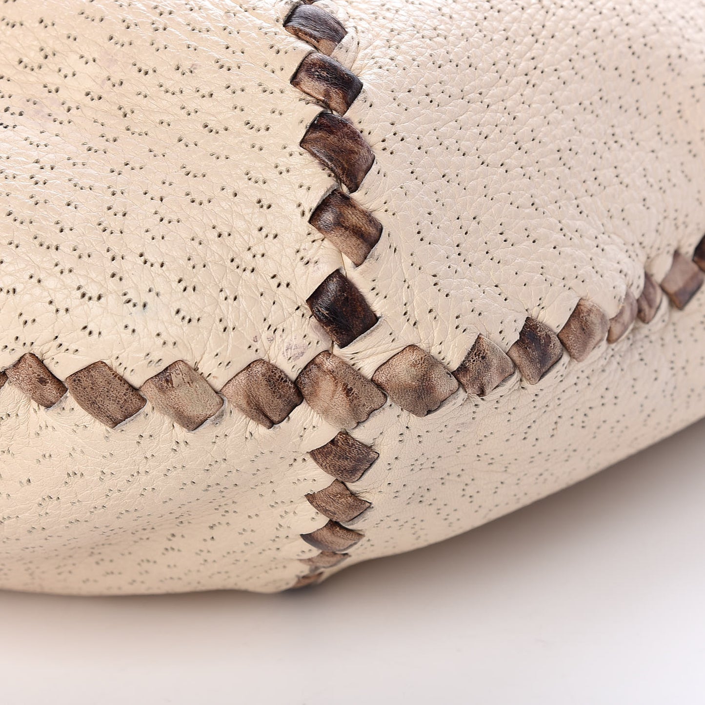 Cervo Deerskin Perforated Pekary Hobo Cream