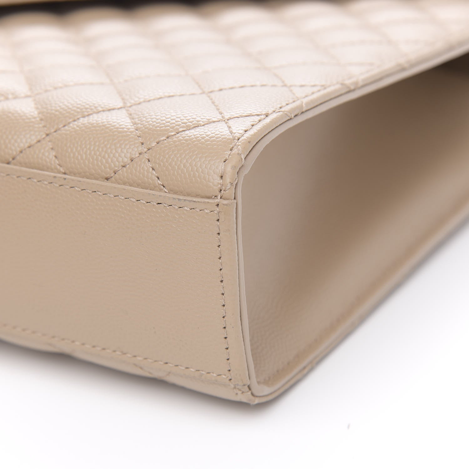 Saint Laurent Grain De Poudre Mixed Matelasse Large Triquilt Monogram Satchel Dark Beige 9 of 11
