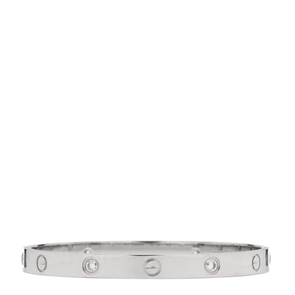 Cartier 18K White Gold 4 Diamond Love Bracelet 18 2 of 10