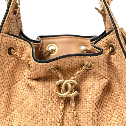 Chanel Braided Raffia Calfskin Quilted Mini Chanel 25 Handbag Beige Black 8 of 11