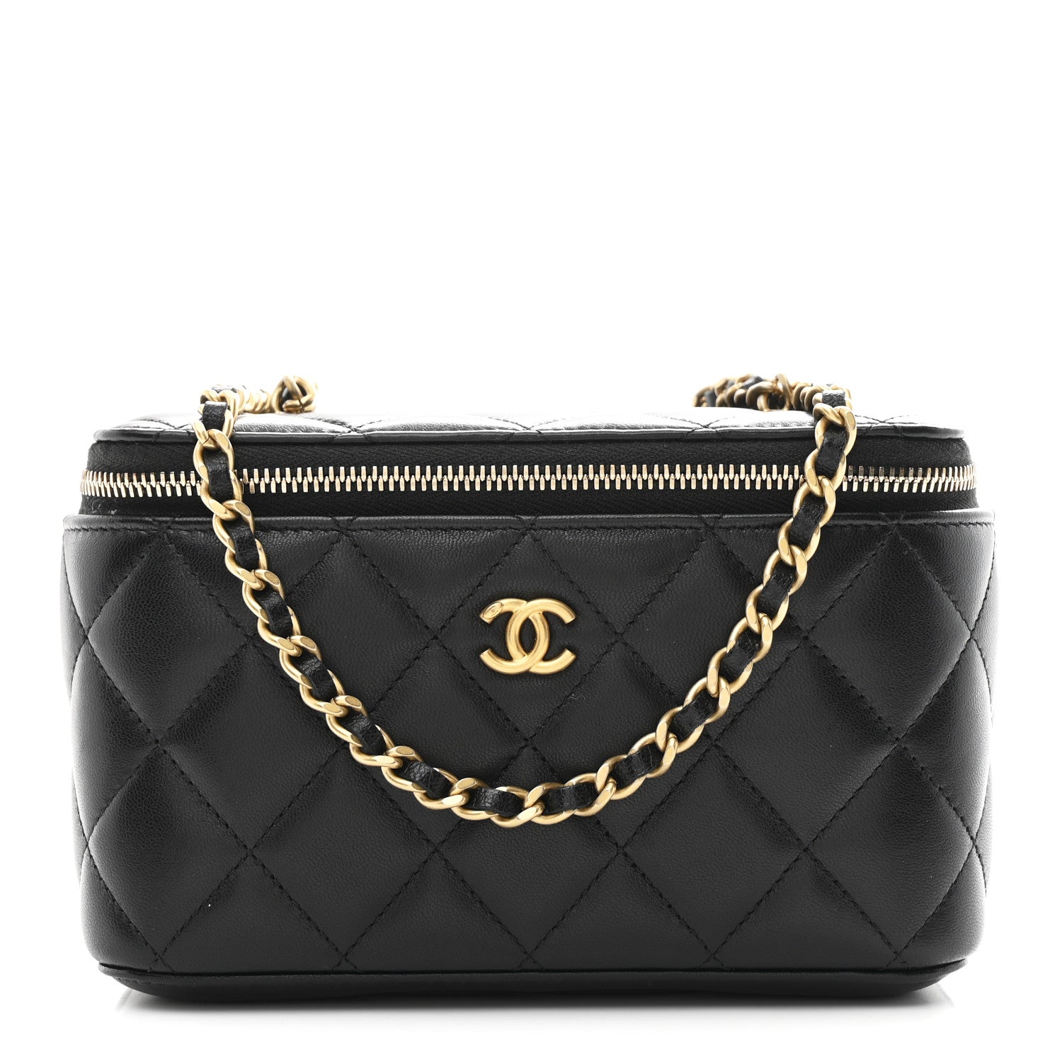Chanel Lambskin Quilted Pearl Crush Small Vanity Case With Chain Black 1 of 11