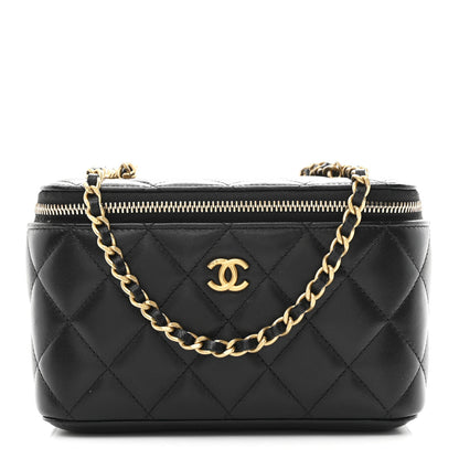 Chanel Lambskin Quilted Pearl Crush Small Vanity Case With Chain Black 1 of 11