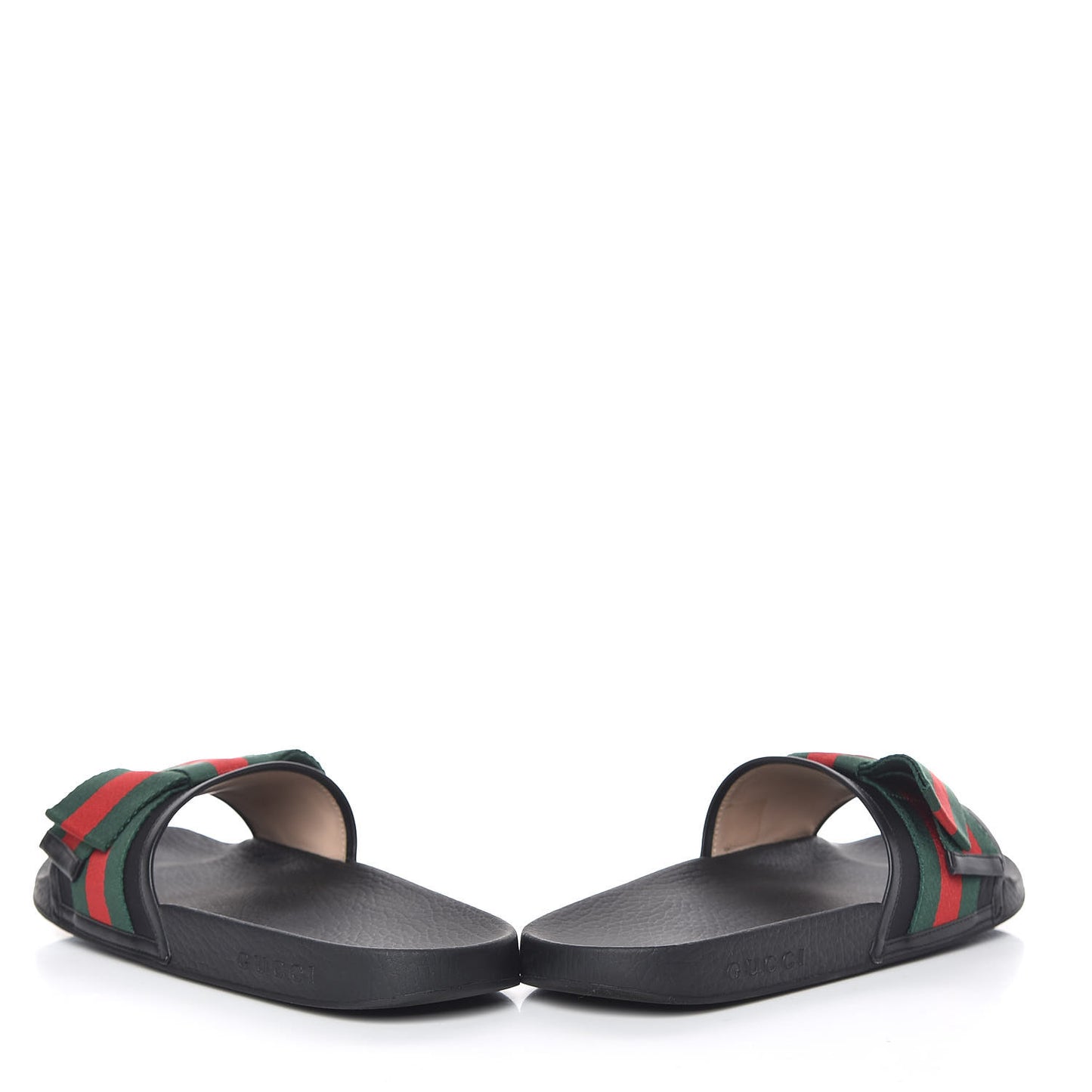 Satin Web Bow Slide Sandals 41 Black