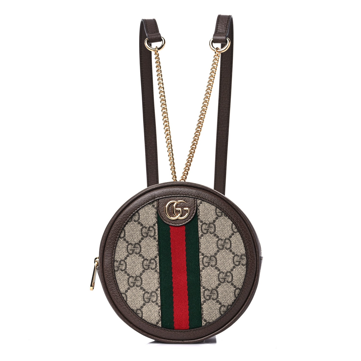 Gucci GG Supreme Monogram Web Mini Ophidia Round Backpack Brown 1 of 11