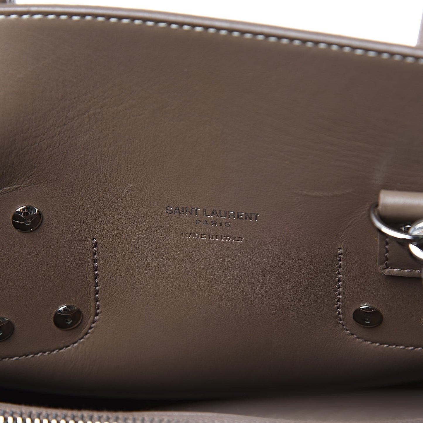 Grained Calfskin Topstitch Small Classic Sac De Jour Taupe