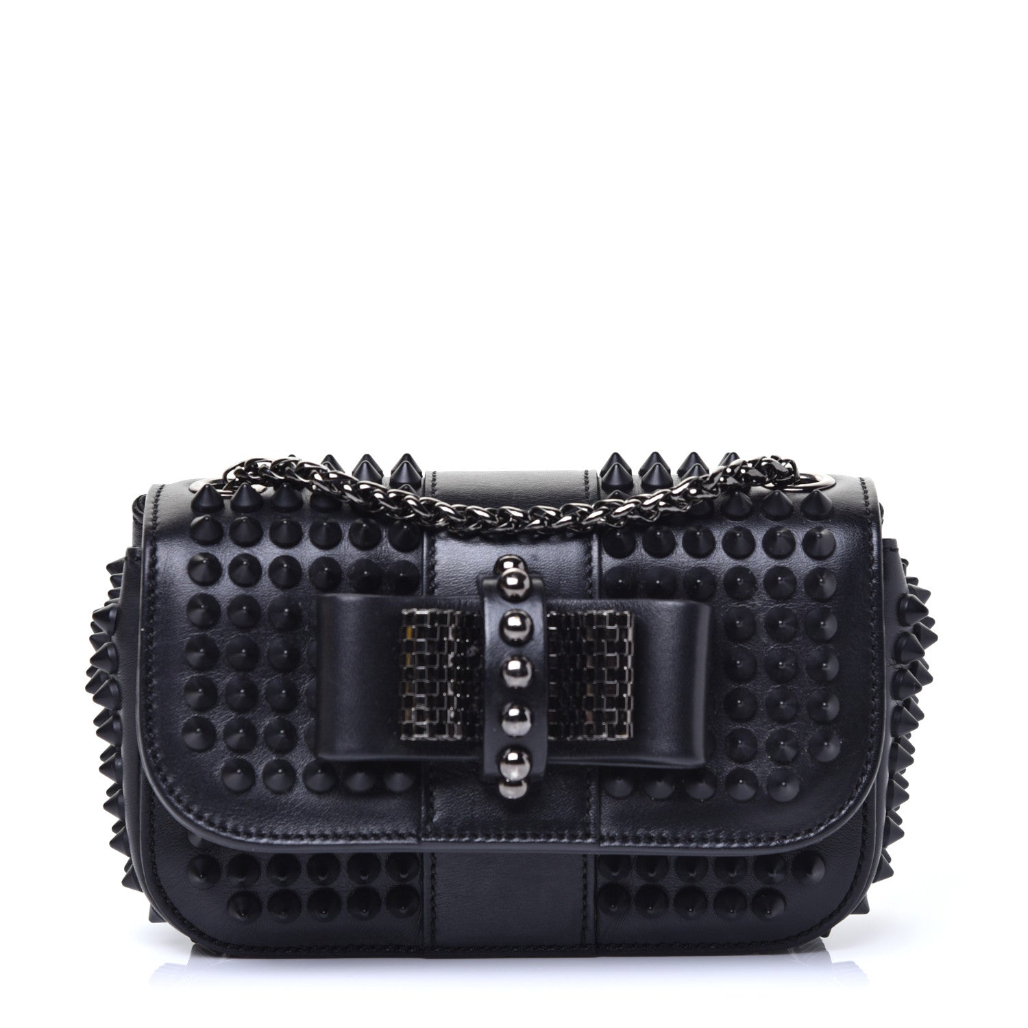 Christian Louboutin Calfskin Spikes Sweety Charity Crossbody Bag Black 1 of 9