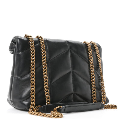 Saint Laurent Lambskin Quilted Toy Loulou Puffer Monogram Chain Satchel Black 2 of 9