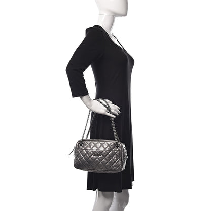 Chanel Metallic Aged Calfskin Quilted Medium Reissue Camera Case Dark Silver 2 of 15