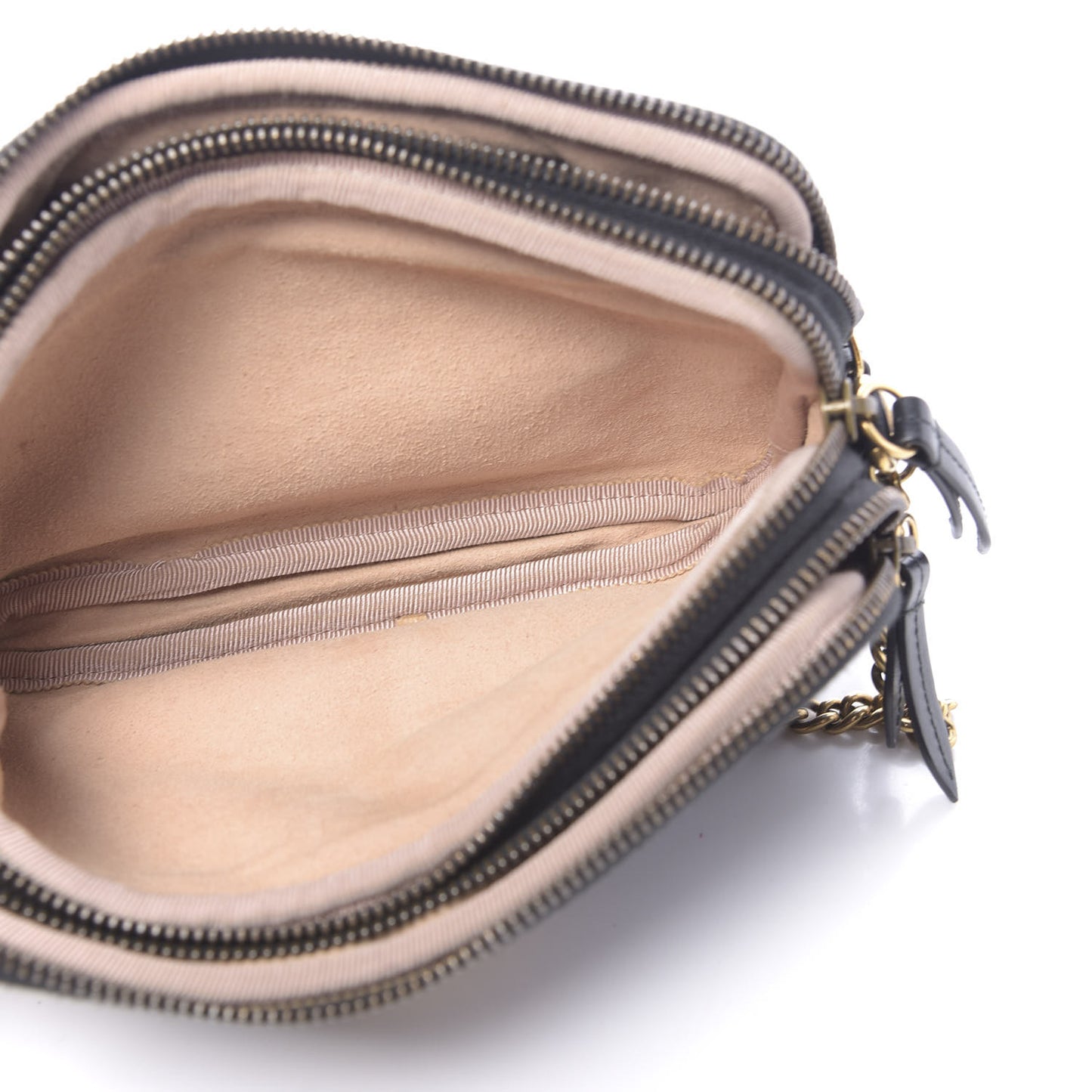 Calfskin Matelasse Mini GG Marmont Chain Crossbody Bag Black