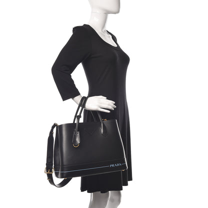 Prada City Calfskin Cuir Medium Mirage Double Bag Black 2 of 11