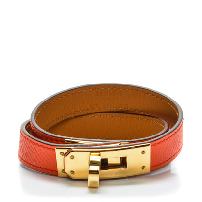 Hermes Epsom Kelly Double Tour Bracelet S Orange Poppy 1 of 7