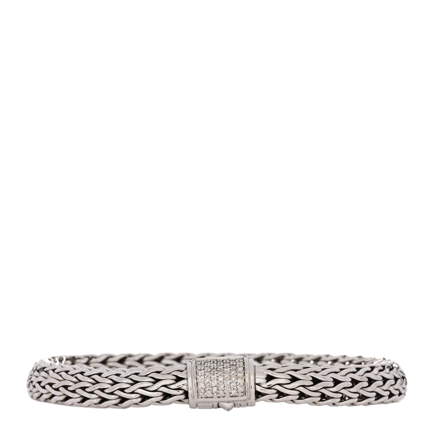 John Hardy Sterling Silver Diamond 7.5mm Classic Chain Bracelet 1 of 3