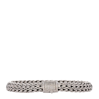 John Hardy Sterling Silver Diamond 7.5mm Classic Chain Bracelet 1 of 3