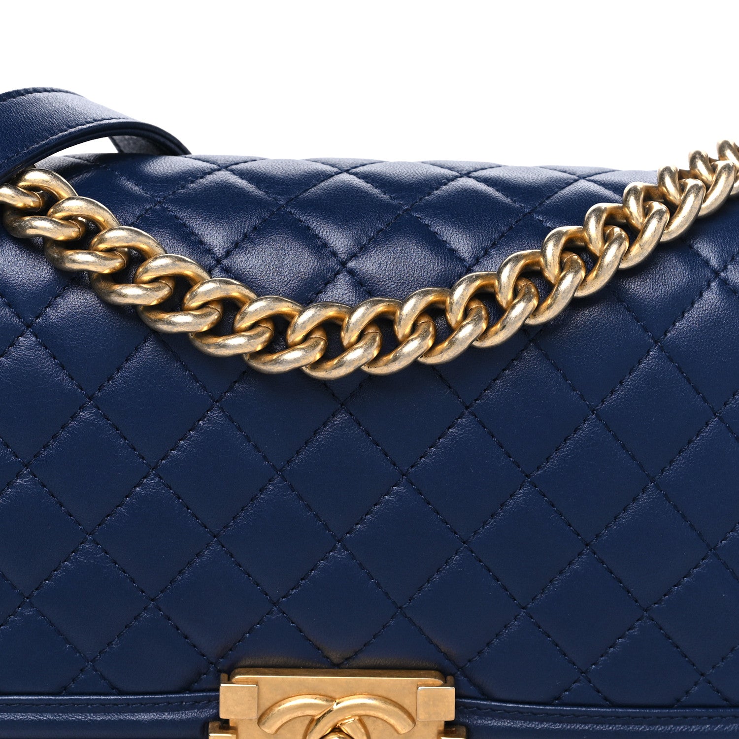 Chanel Lambskin Quilted Medium Boy Flap Dark Blue 8 of 12