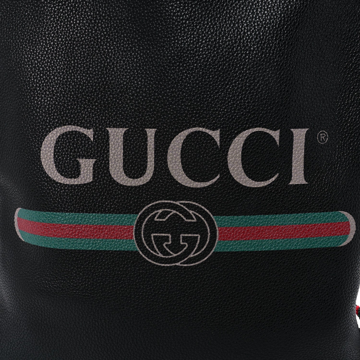 Gucci Calfskin Logo Drawstring Backpack Black 9 of 12