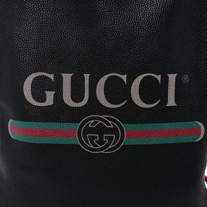 Gucci Calfskin Logo Drawstring Backpack Black 9 of 12