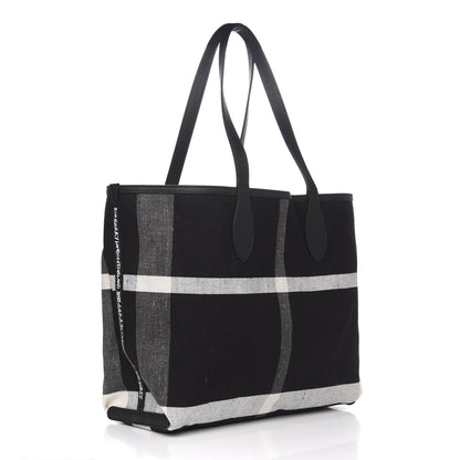 Burberry Coated Canvas Mega Check Medium Doodle Tote Black White 5 of 15
