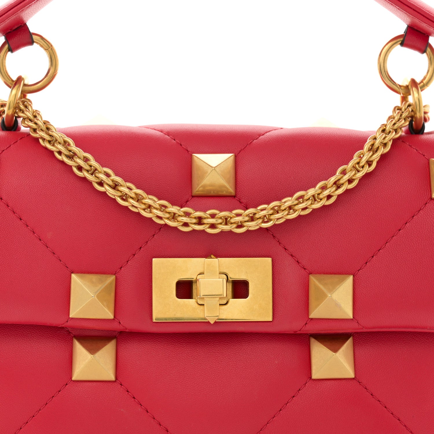 Valentino Garavani Nappa Medium Roman Stud Shoulder Bag Rouge Pur 7 of 9