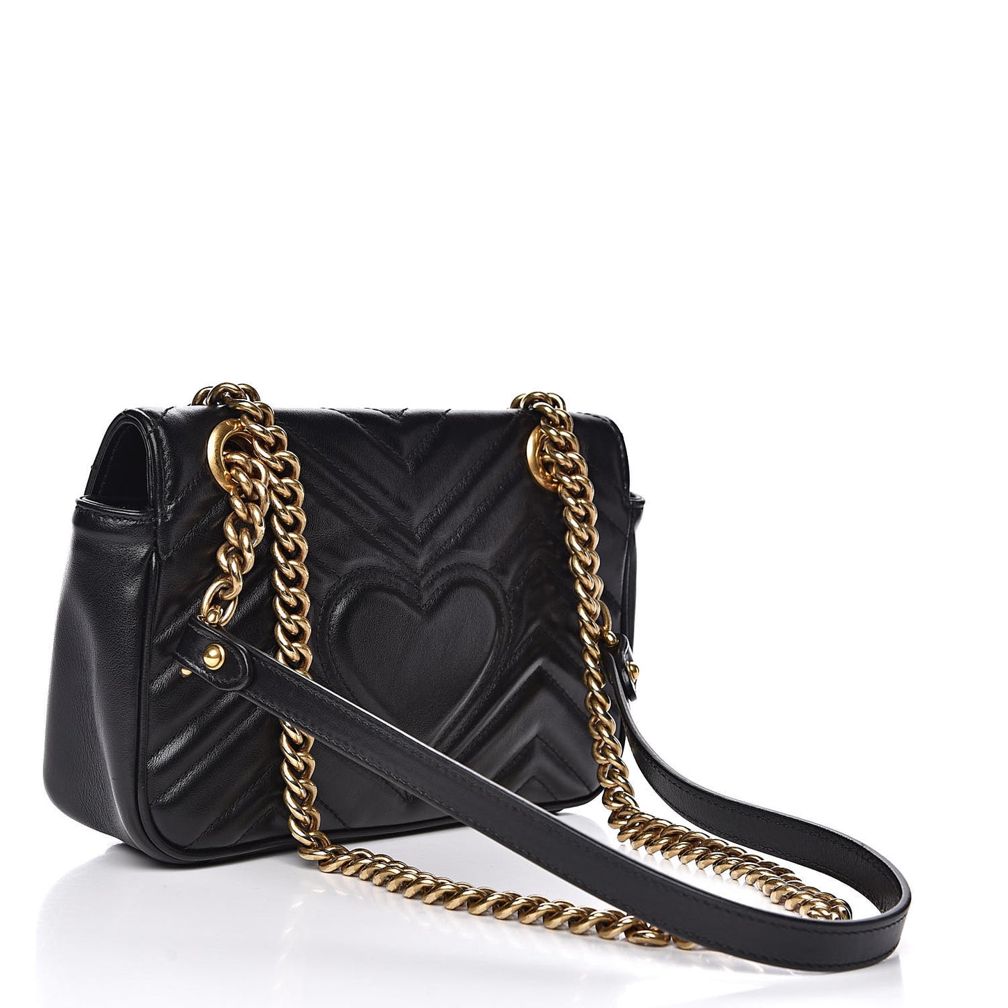 Calfskin Matelasse Mini GG Marmont Shoulder Bag Black