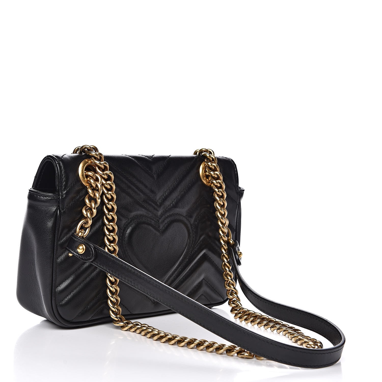 Gucci Calfskin Matelasse Mini GG Marmont Shoulder Bag Black 3 of 12
