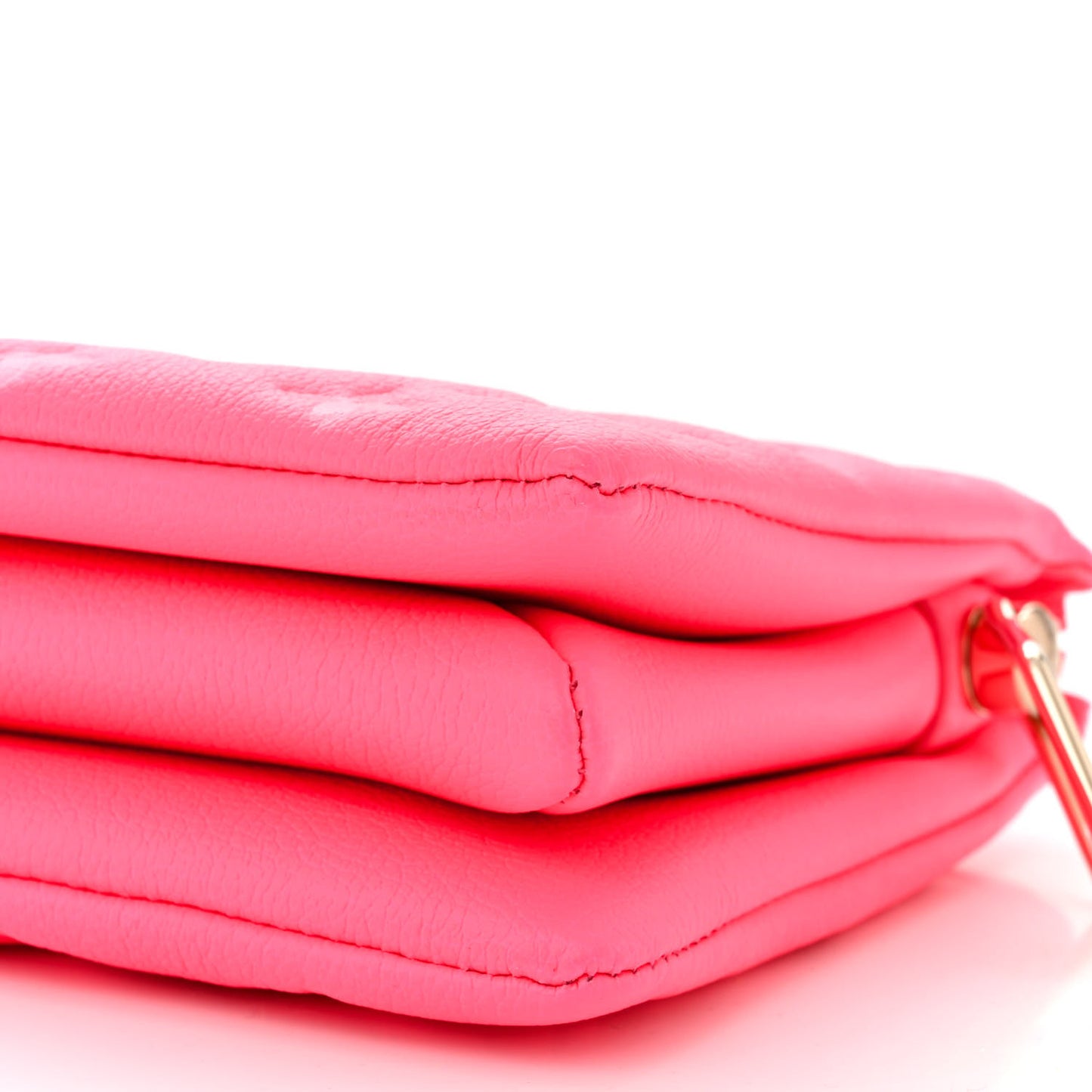 LOUIS VUITTON Calfskin Embossed Monogram Coussin BB Rose Fluo