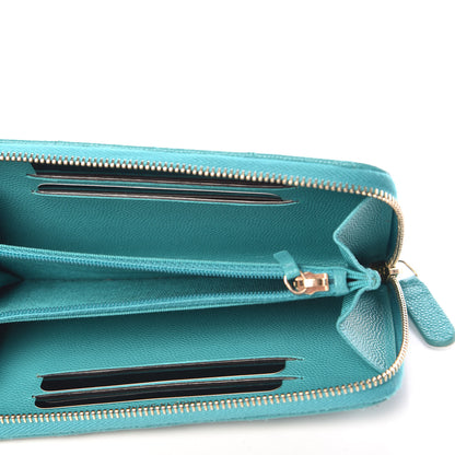 Chanel Caviar Quilted Small Zip Around Wallet Turquoise 5 of 10