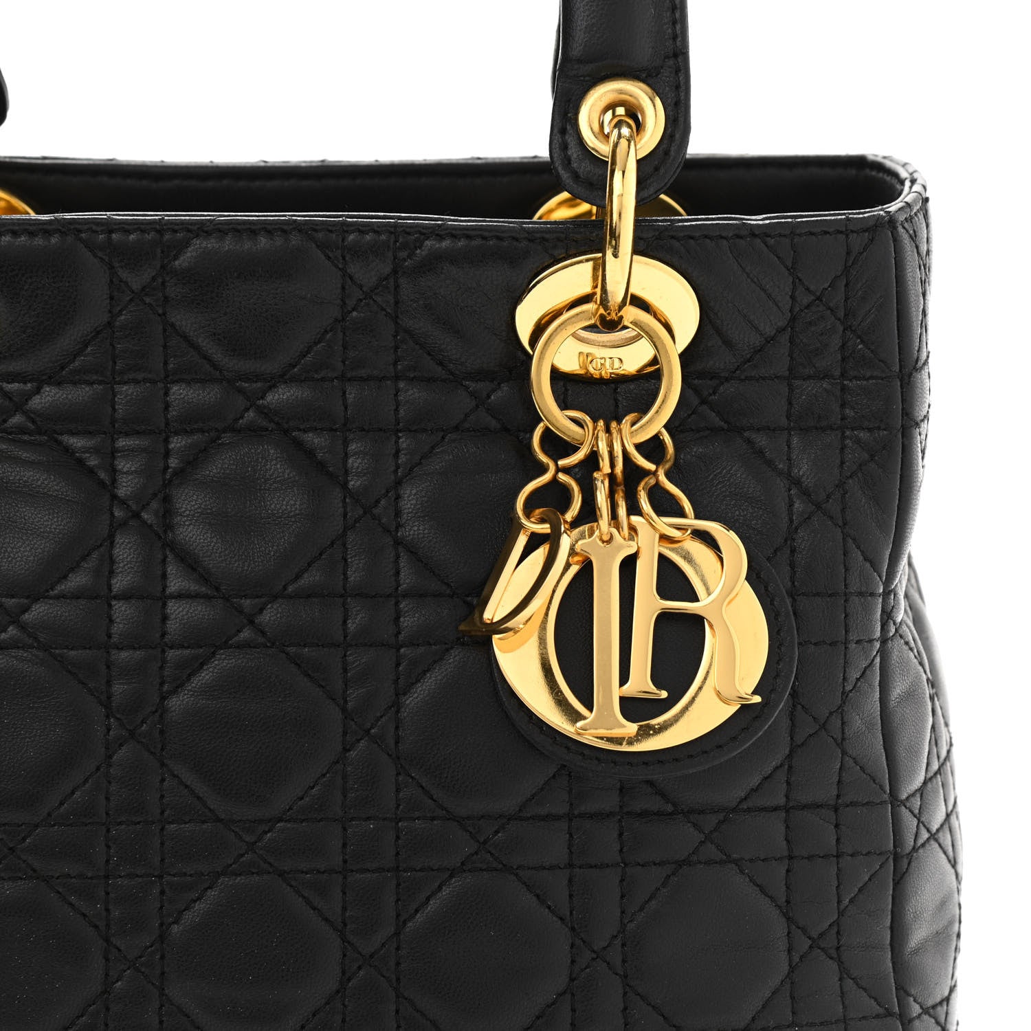 Christian Dior Lambskin Cannage Medium Lady Dior Black 7 of 10
