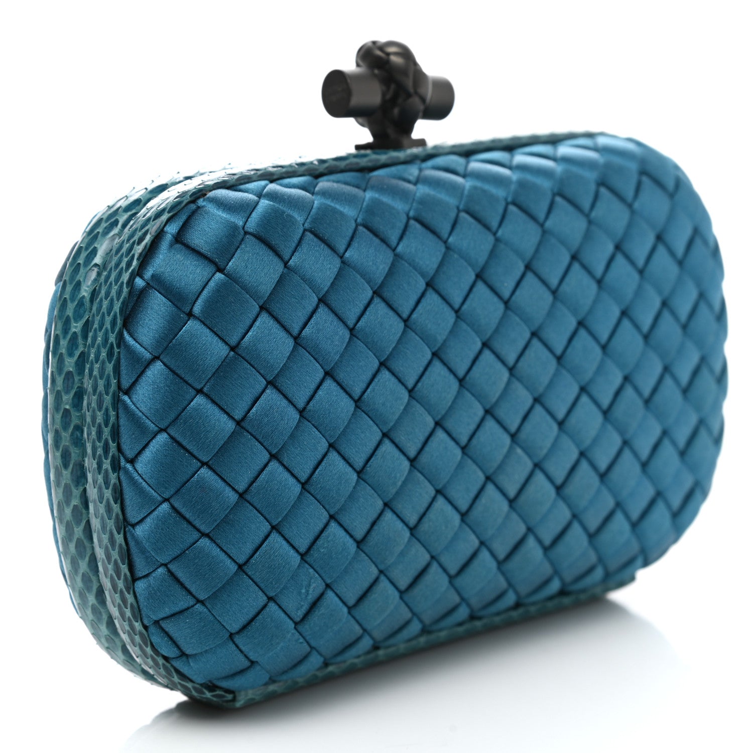 Bottega Veneta Satin Intreccio Impero Ayers Knot Clutch Turquoise 3 of 6
