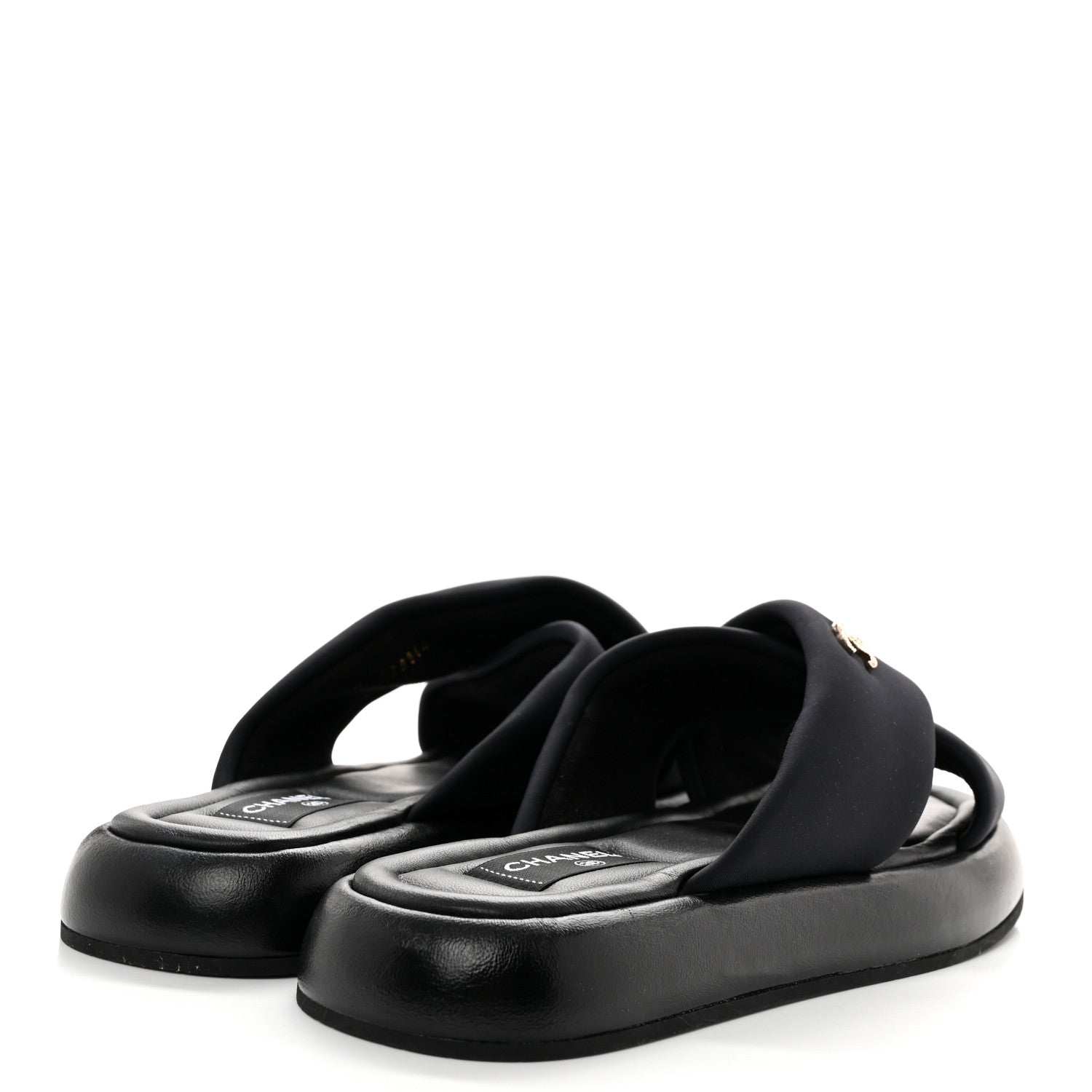 Chanel Fabric CC Mules Sandals 41 Black 4 of 8