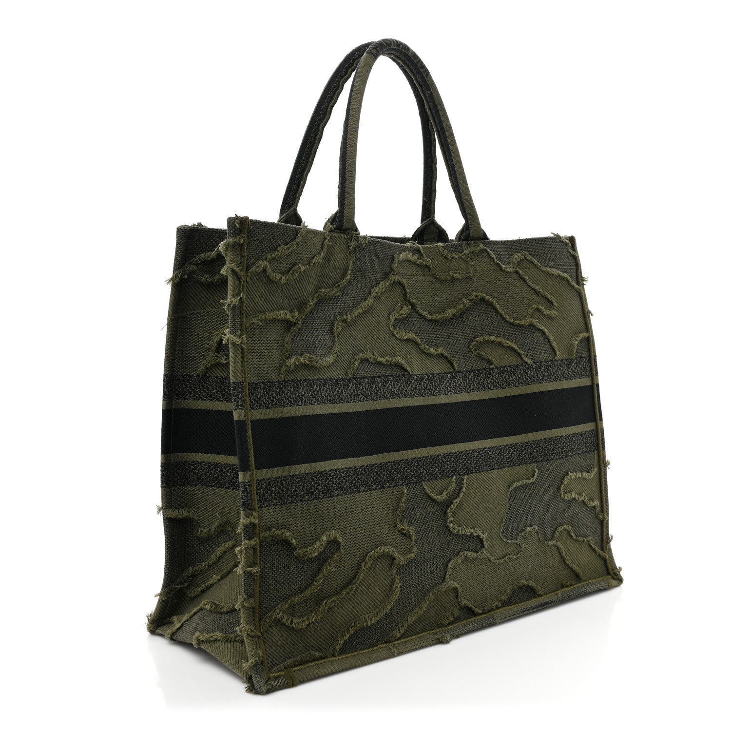 Christian Dior Canvas Embroidered Camouflage Book Tote Green 3 of 9