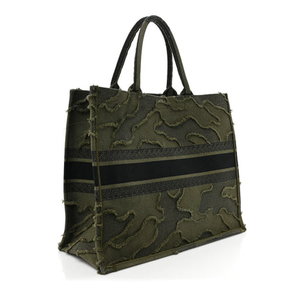 Christian Dior Canvas Embroidered Camouflage Book Tote Green 3 of 9