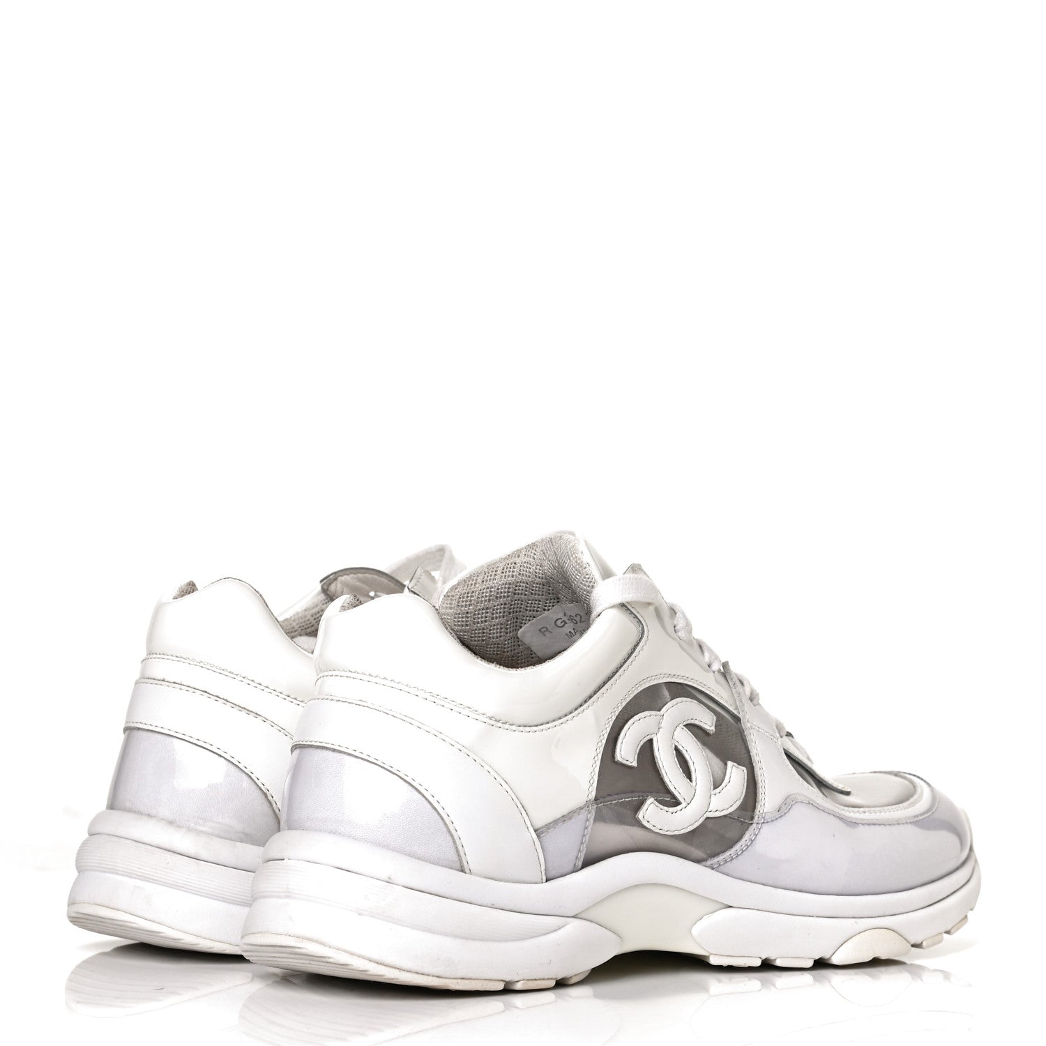 Chanel Calfskin Patent Transparent Womens CC Sneakers 38.5 White 8 of 18