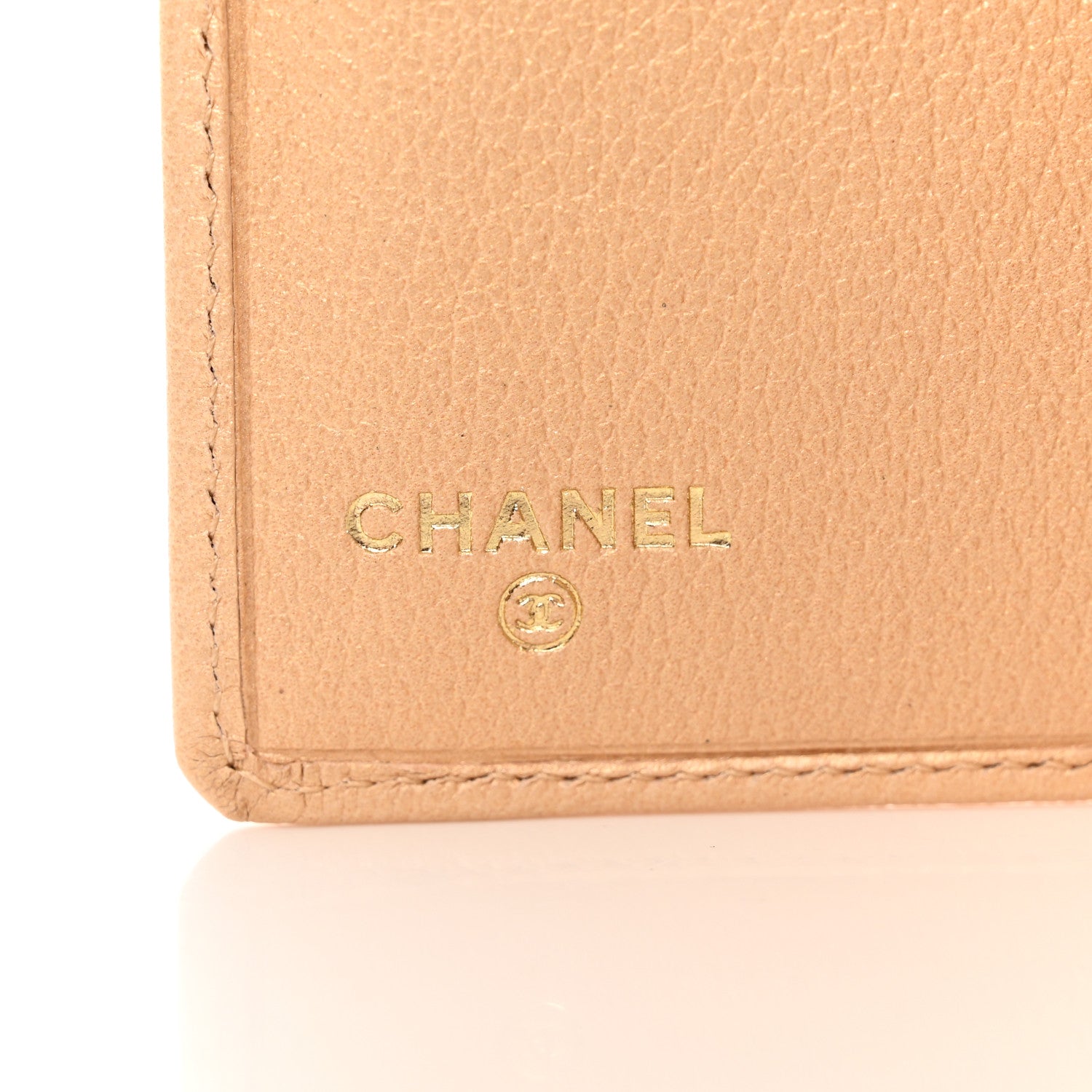 Chanel Metallic Goatskin Camellia Yen Wallet Beige 6 of 9