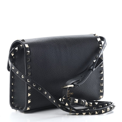 Valentino Garavani Pebbled Calfskin Medium Rockstud Flip Lock Crossbody Bag Black 3 of 8