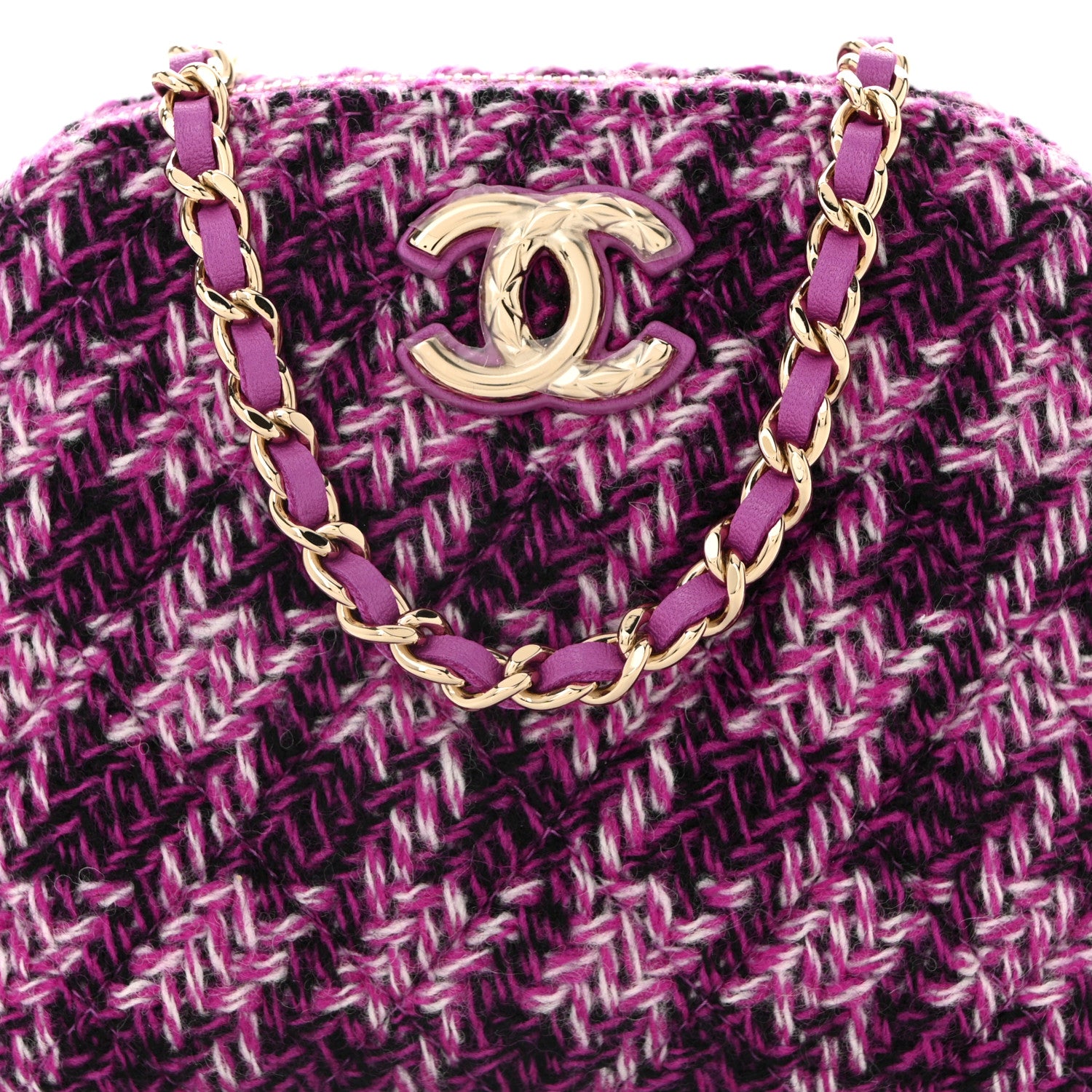 Chanel Tweed Quilted Mini Clutch With Chain Purple 8 of 10